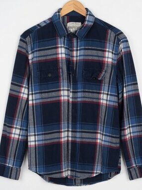Aeropostale Men's Large Vintage Red White Blue Plaid Flannel Button Down Shirt